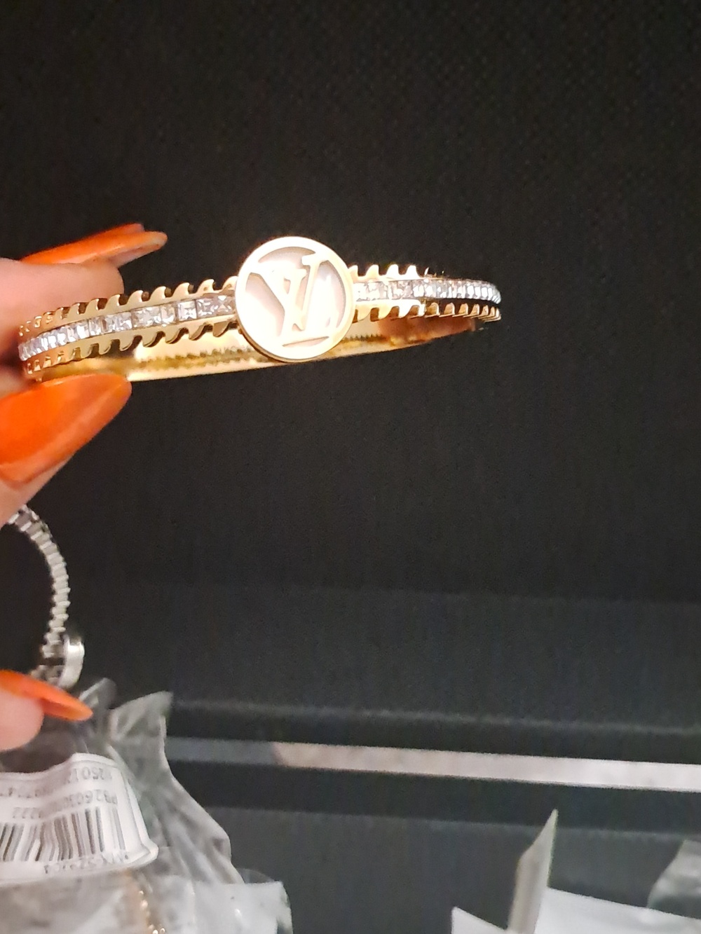 Fashion Jewlary Tone Gold and Silver Crystal Bangle Duo - Picture 3 of 3